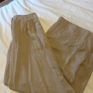 Zara Wide Leg Trousers – Beige / Taupe – Elastic Back Waist – Women’s Medium